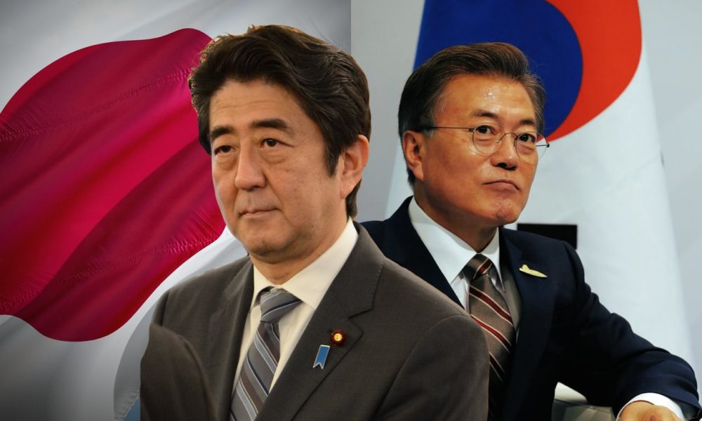 Japan PM Abe and South Korea President Moon