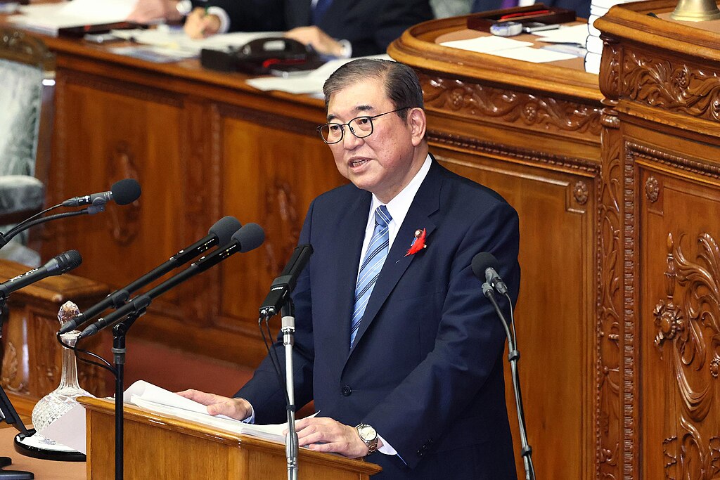 Prime Minister Ishiba Shigeru addressing the Japanese Diet.